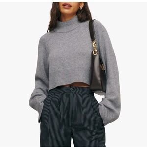 Reformation Garrett Turtleneck Cashmere Crop Sweater